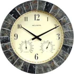 AcuRite 14-inch Faux Slate Outdoor Clock with Thermometer and Humidity