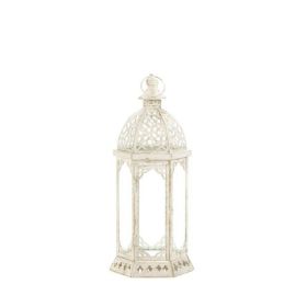 Gallery of Light Graceful Distressed White Lantern (S)