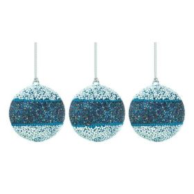 Christmas Collection True Blue Beaded Ball Ornament Trio