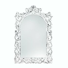 Accent Plus Distressed White Ornate Wall Mirror