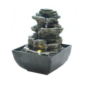 Cascading Fountains Tiered Rock Formation Tabletop Fountain