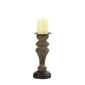 Gallery of Light Antique-Style Wooden Column Candle Holder