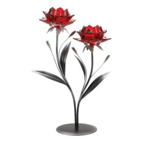 Gallery of Light Beautiful Red Flowers Candle Holder