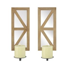 Accent Plus Mirrored Wood Candle Sconce Set