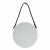 Accent Plus Hanging White Mirror with Faux Leather Strap