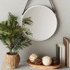 Accent Plus Hanging White Mirror with Faux Leather Strap