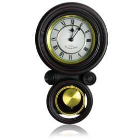 Bedford Clock Collection 16.5 Inch Contemporary Round Wall Clock with Pendulum