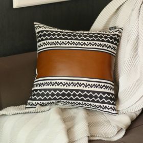 Decorative Bohemian Vegan Faux Leather Throw Pillow (Pack of 1)