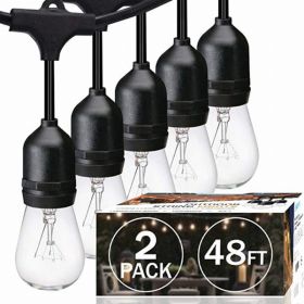 SUNTHIN 2 Pack 48FT Outdoor String Lights with 11W Dimmable Edison Bulbs (Pack of 1 Set of 2)