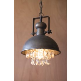 Metal Pendant Lamp With Hanging Gems 10"D X 13.5"T (Pack of 1)