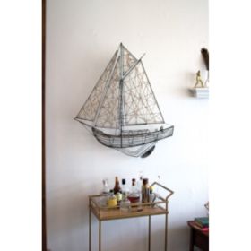 Woven Metal And Jute Sailboat Wall Hanging 39" X 6.5" X 43"T (Pack of 1)