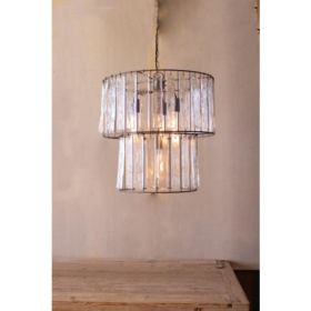 Two Tiered Round Pendant Light With Glass Chimes 20"D X 20"T (Pack of 1)