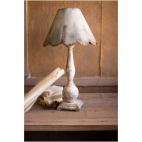 Table Lamp - Wood Base With Rustic Scalloped Metal Shade 20.5"D X 37"T (Pack of 1)