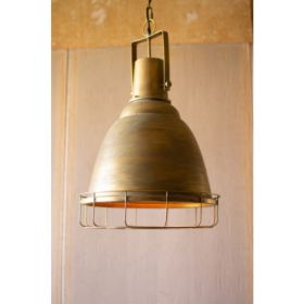 Antique Gold Pendant Light With Cage 17.5"D X 28"T (Pack of 1)