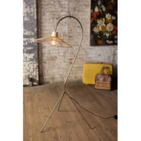 Antique Brass Finish Floor Lamp With Rattan Umbrella Shade 29.5" X 25.5" X 61"T (Pack of 1)