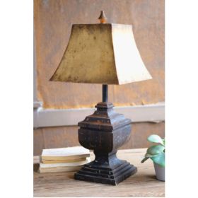 Black Wooden Table Lamp With Antique Gold Metal Shade 12.5" X 12.5" X 28"T (Pack of 1)