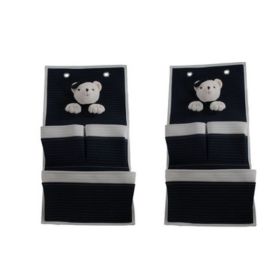 Anne Home - Set of 2 Bear-Themed 3-Pocket Wall Hanger Toy Storages