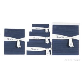 Anne Home - Set of 5 Blue Fabric Storage Baskets in Several Sizes