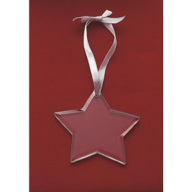 Star Shaped Glass Ornament with White Ribb (Pack of 1)