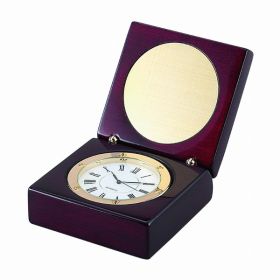Square Wood Box with Clock & Engraving Plate (Pack of 1)