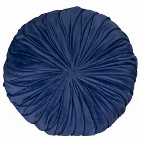 Round Tufted Velvet Blue Pillow (Pack of 1)