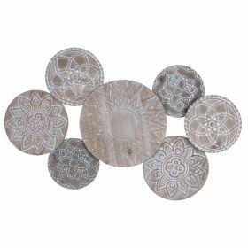 Boho Stamped Distressed Wood and Metal Layered Plates Centerpiece Wall Decor (Pack of 1)