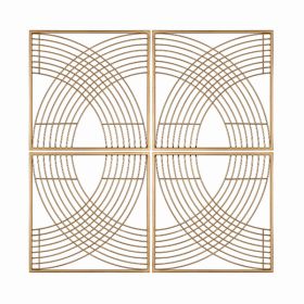 Modern Abstract Curved Metal Lines Wall Decor Set (Pack of 4)
