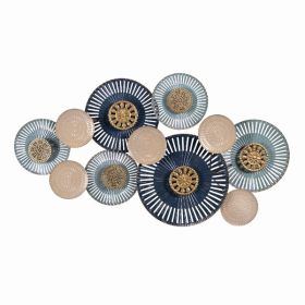 Modern Blue and Pink Metal Plates Centerpiece Wall Decor (Pack of 1)