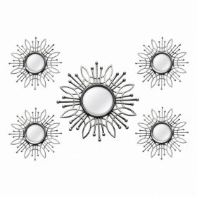 5 Piece Silver Burst Wall Mirror (Pack of 5)