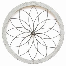 Flower Metal and Wood Art Deco Wall Decor (Pack of 1)