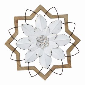 Metal Flower and Wood Frame (Pack of 1)