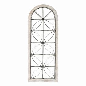Distressed White Metal and Wood Window Panel (Pack of 1)