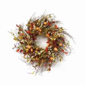 Cape Gooseberry Wreath 20"D Twig/Fabric (Pack of 1)