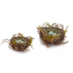 Robin's Nest with Eggs (Set of 12) 5", 7"D Twig/Foam(sold out)