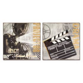 Movie Sitting/Wall Plaques (Set of 2) 10.5"SQ MDF