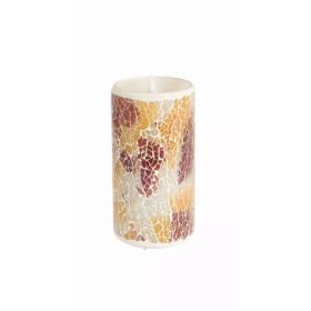 Simplux LED Mosaic Candle with  Moving Flame (Set of 2) 3"Dx6"H Glass/Plastic