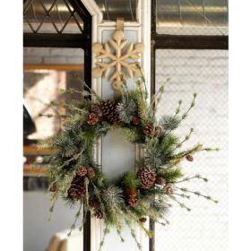 Iced Pine Wreath with Cones 28"D Plastic/Natural (Pack of 1)