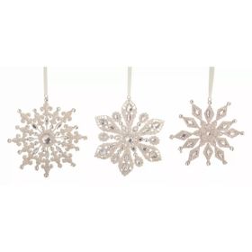 Gem Snowflake Ornament (Set of 12) 7"H Plastic