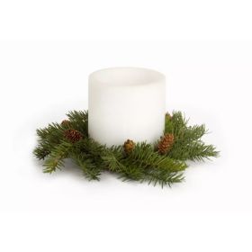 Pine Candle Wreath (Set of 4) 13"D Plastic (fits 6" candle)