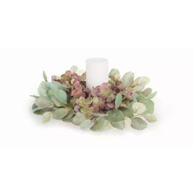 Hydrangea/Eucalyptus Candle Ring (Set of 4) 13.75"D Polyester (fits 4.5" candle)