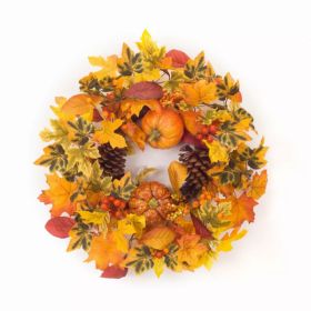 Pumpkin/Gourd/Fall Leaf Candle Ring 20.5"D Polyester (fits a 6" candle) (Pack of 1)