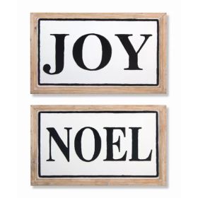 Noel and Joy Sign (Set of 2) 16.75"L x 10.5"H Wood/Iron
