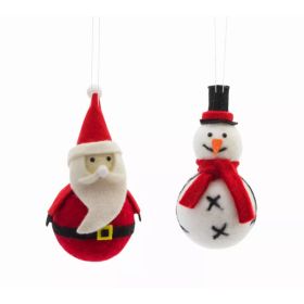 Santa/Snowman Ornament (Set of 12) 2.75"H, 3"H Polyester