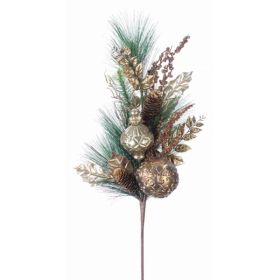 Pine Spray with Ornament (Set of 4) 31"H PVC