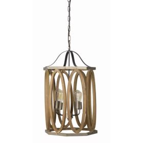 Hanging Lamp 16" x 21.5"H Wood/Iron (Pack of 1)