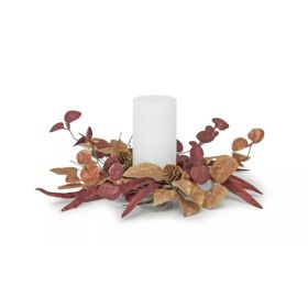 Leaf and Cone Candle Ring 13"D (Set of 6) (Fits a 4" candle) Fabric/EVA