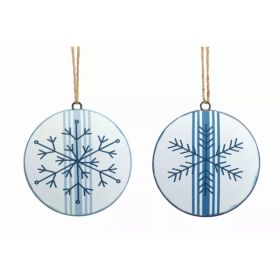 Snowflake Disc Ornament (Set of 12) 6.5"H Metal