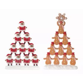 Gingerbread and Santa Stack (Set of 2) 10"H, 11.5"H Resin