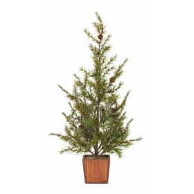 Potted Icy Pine Tree 28"H (Set of 2) Plastic/Wood