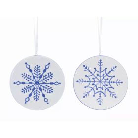 Snowflake Disc Ornament (Set of 12) 4.5"H Ceramic